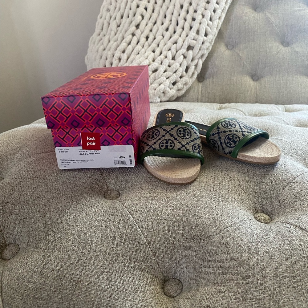 Tory Burch T monogram espadrille slide